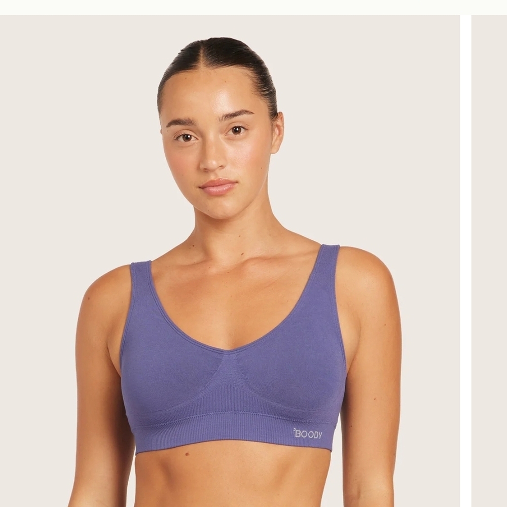BOODY Seamfree Padded Crop Bra in Bluebell Size M